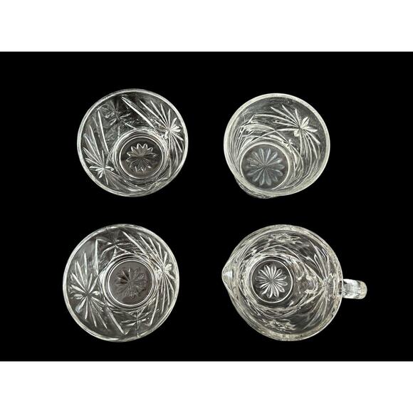 Star Of David Pattern Creamer & Oatmeal Glass Bowls Set Of 4 Replacement Pieces - Picture 3 of 16